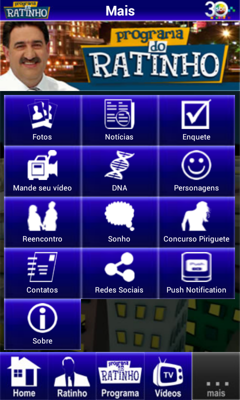 Mais opções no aplicativo do "Programa do Ratinho" para Android (Reprodução)