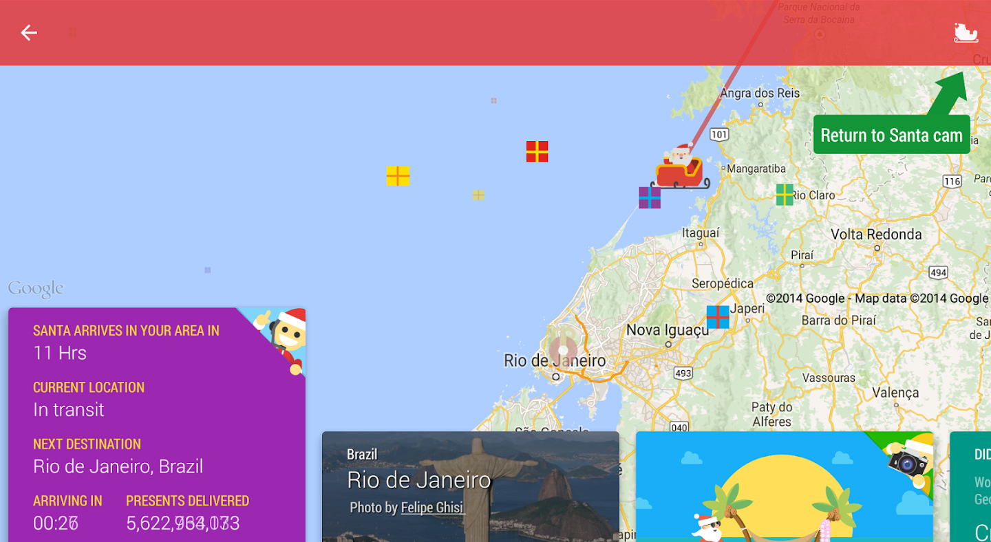 santa tracker google app natal