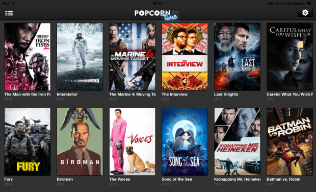 Captura de tela do Popcorn Time